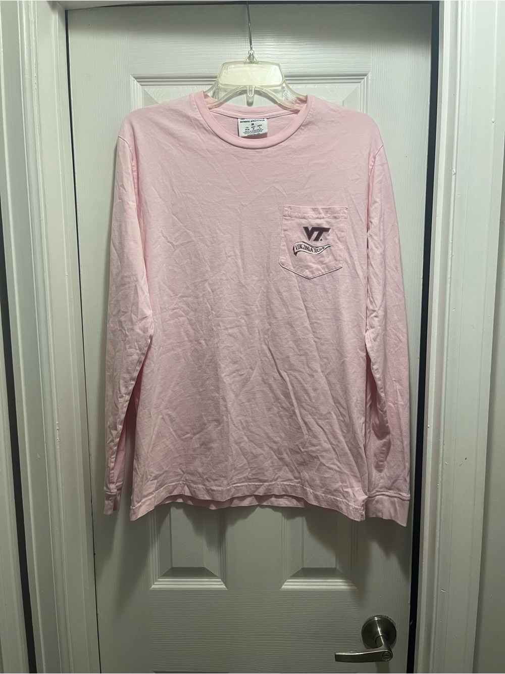 Champion Pink Long Sleeve Pocket Tee with VT Logo